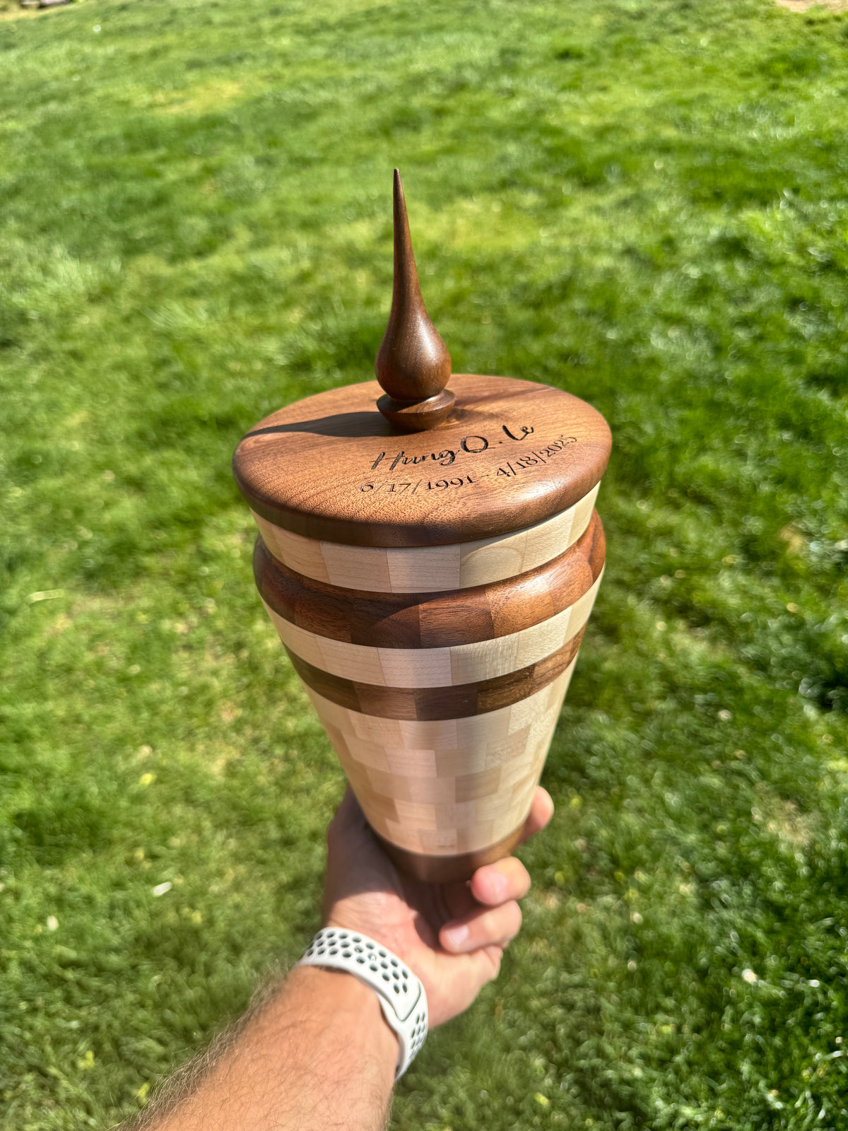 Custom Hardwood Urn (please contact to order, pricing starts at $295)