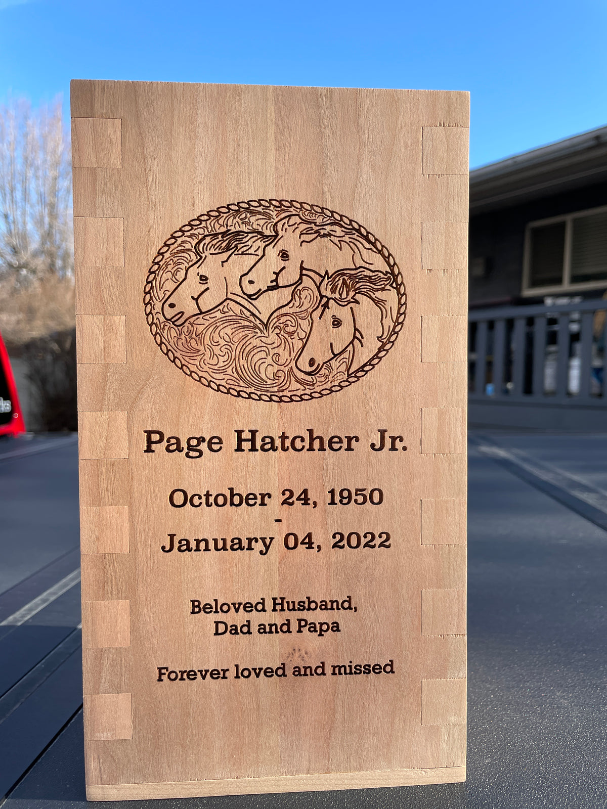Custom Hardwood Urn (please contact to order, pricing starts at $295)
