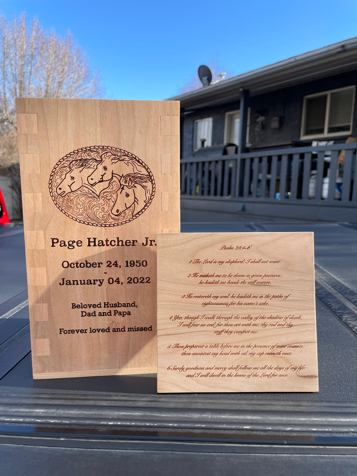 Custom Hardwood Urn (please contact to order, pricing starts at $295)
