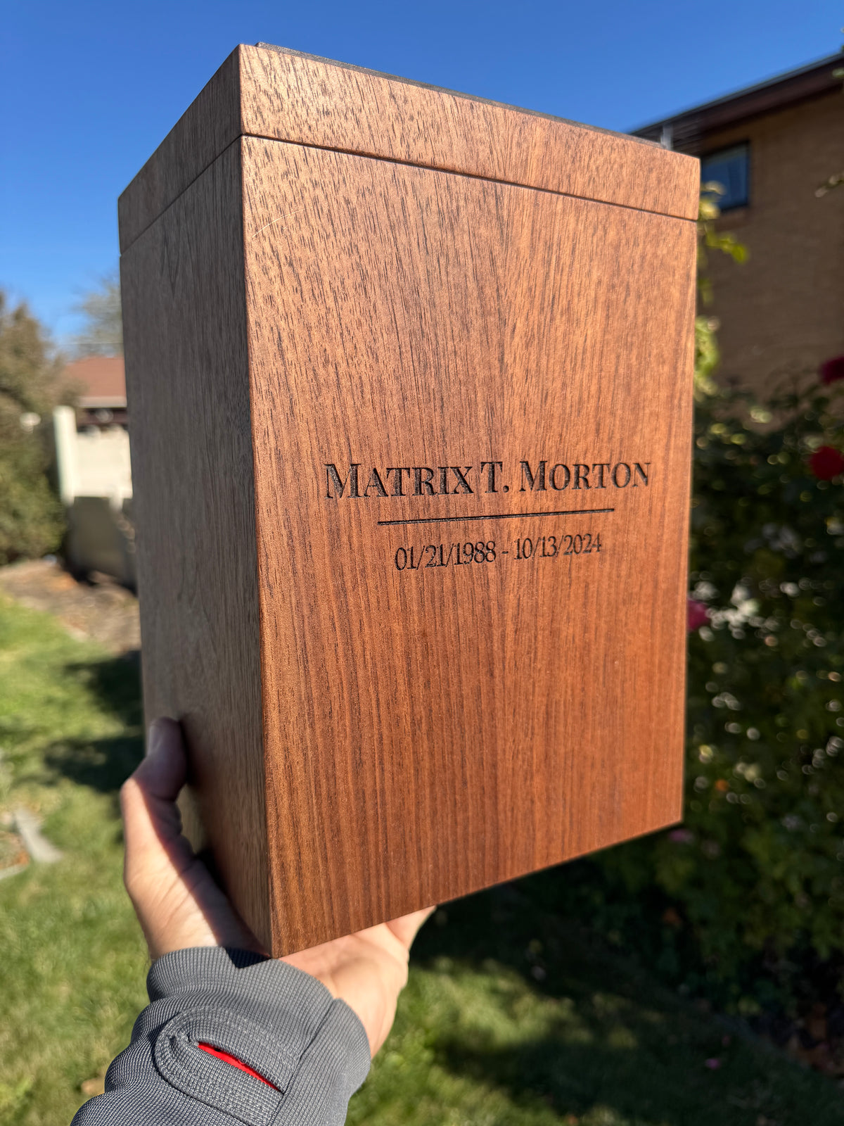 Custom Hardwood Urn (please contact to order, pricing starts at $295)