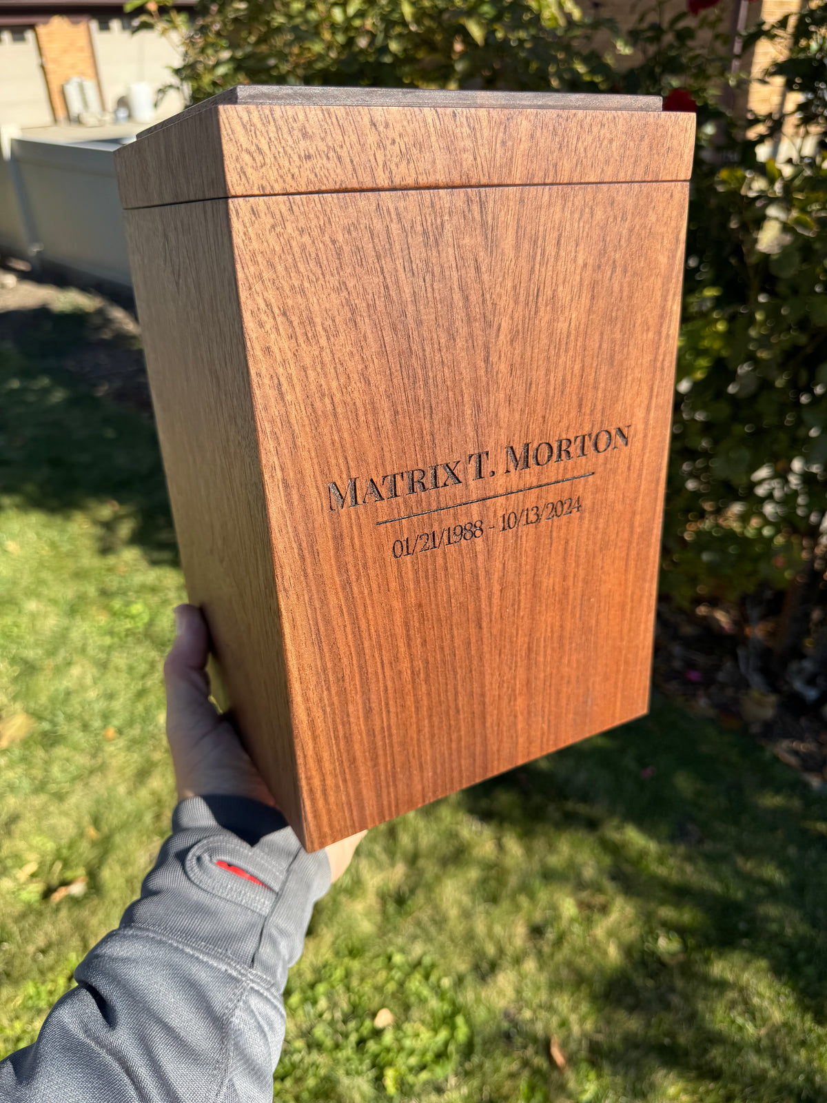 Custom Hardwood Urn (please contact to order, pricing starts at $295)